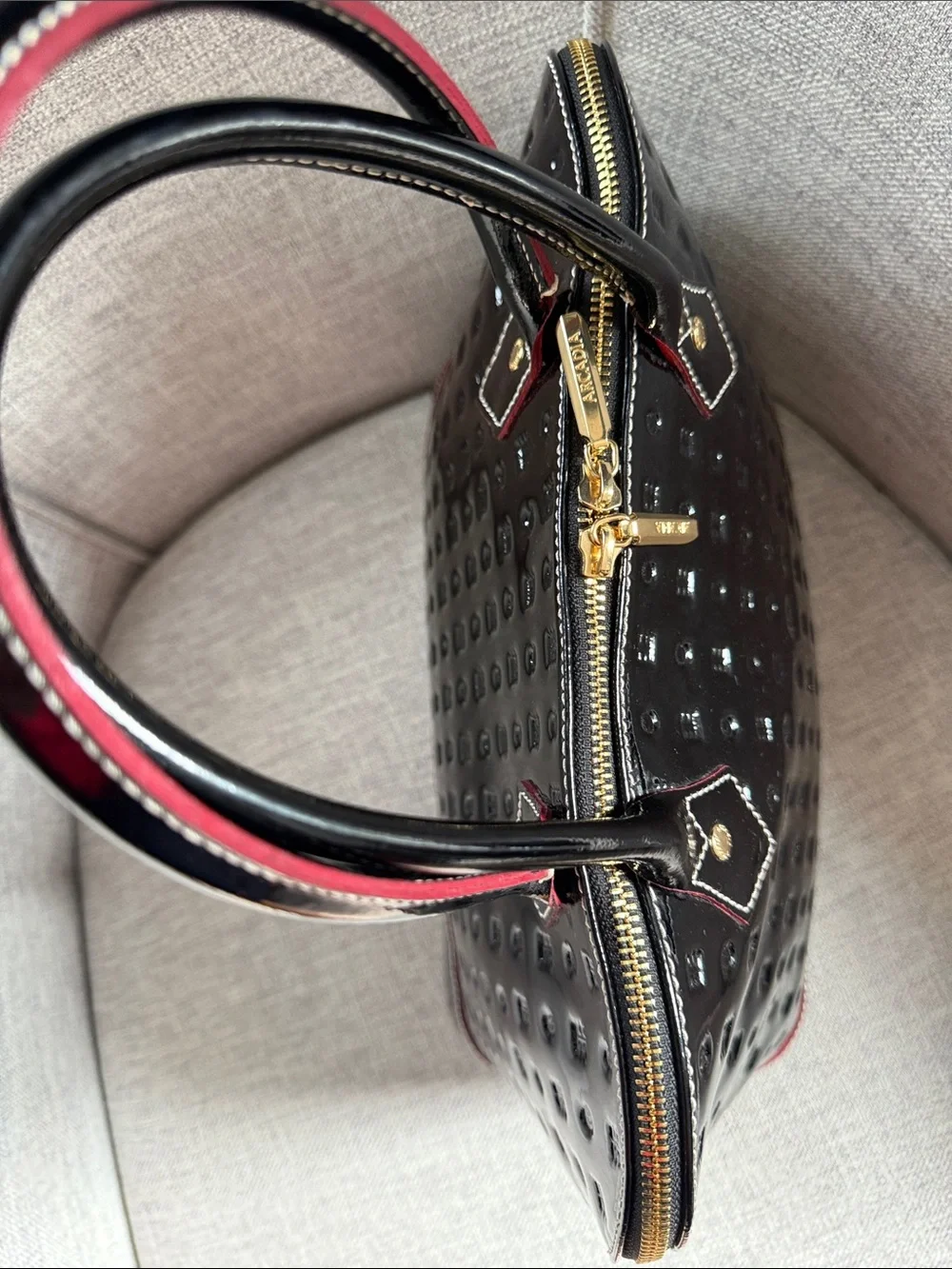 Beautiful Arcadia Italian Patent Leather Dome Satchel-Like New